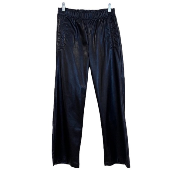 Mother Skippety Ankle Black Faux Vegan Leather Classic Straight Leg Pants Small - Picture 2 of 12
